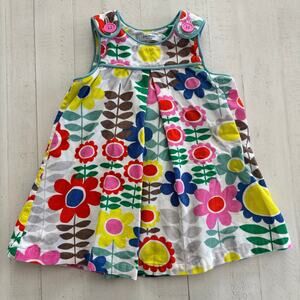 Baby Boden Corduroy Pinnie Pinafore Vibrant Rainbow Floral Mod 6-12 Months EUC